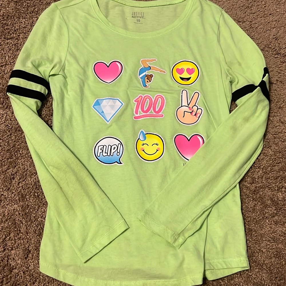 Justice Active Green Long Sleeve Shirt